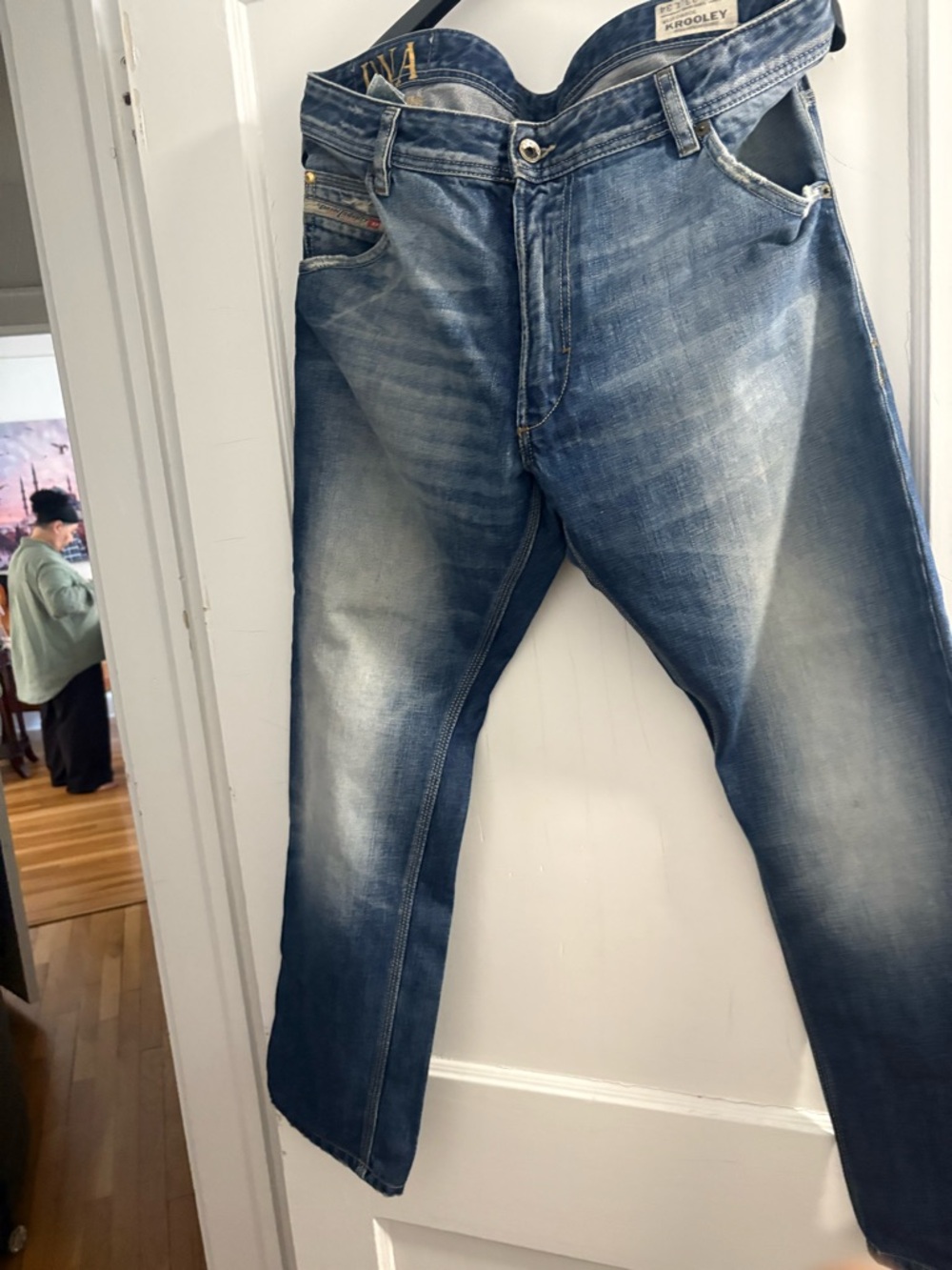 Straight Fit Washed Blue Men's Jeans